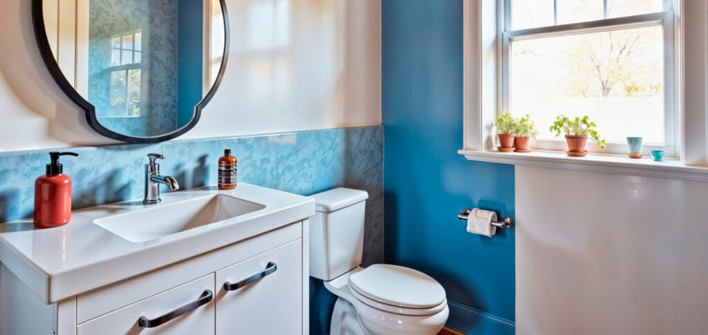 łazienka w kolorach pastelowych